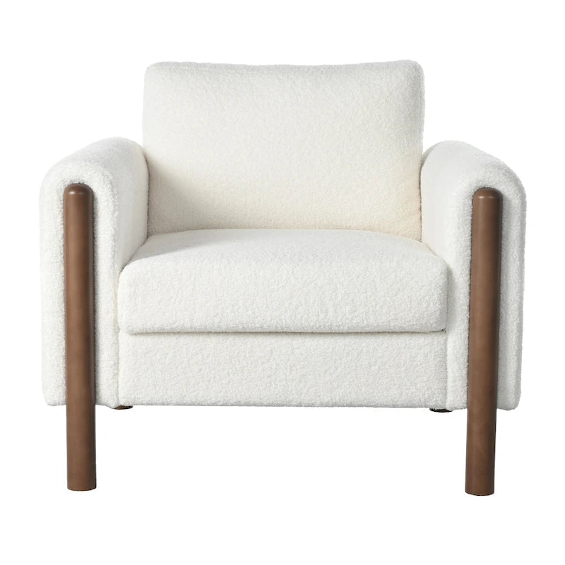 White Teddy Velvet Accent Chair, Single Seat