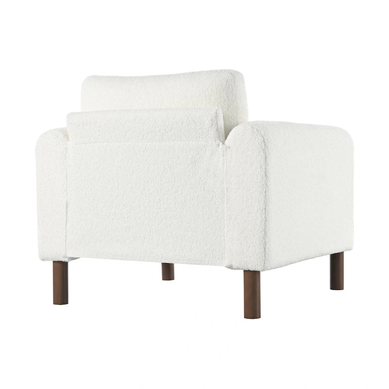 White Teddy Velvet Accent Chair, Single Seat
