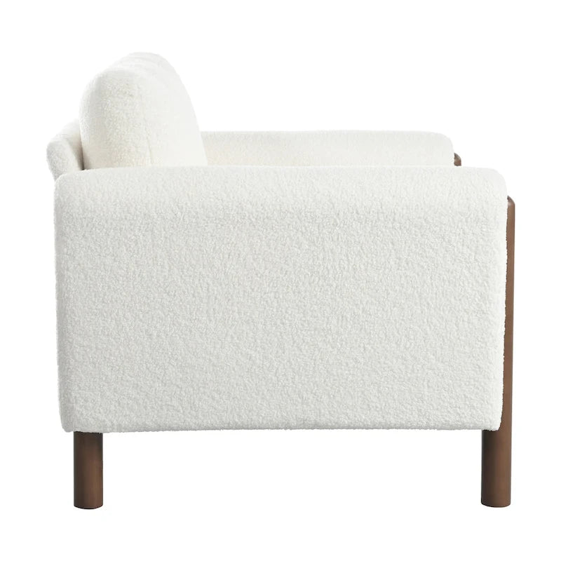 White Teddy Velvet Accent Chair, Single Seat