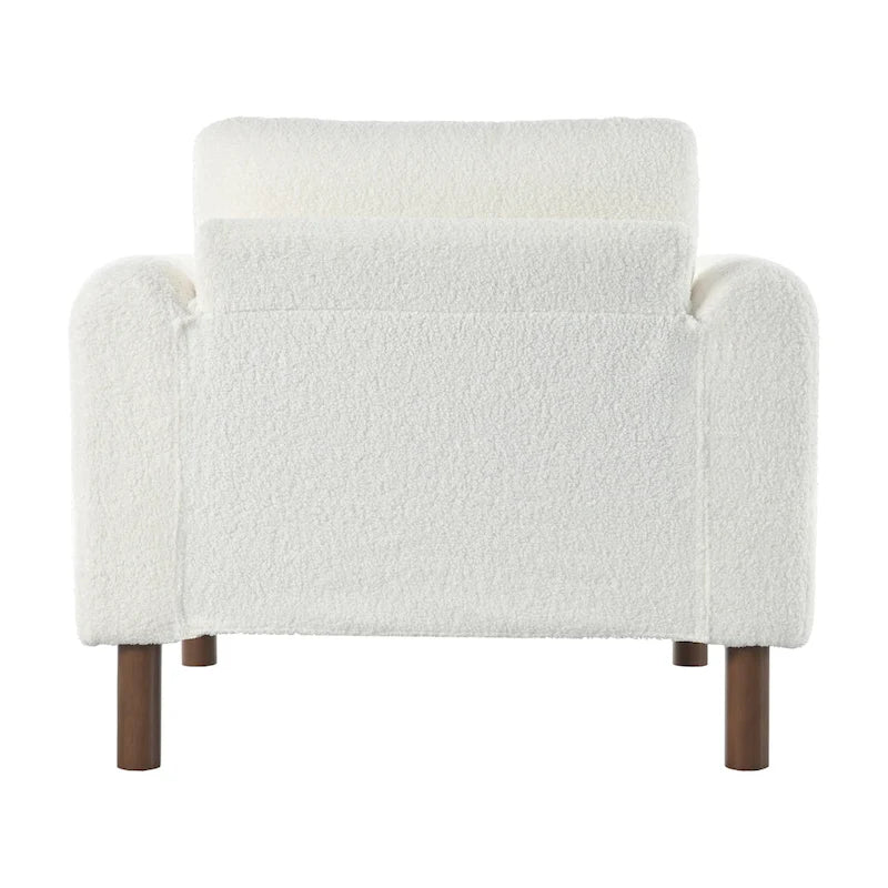 White Teddy Velvet Accent Chair, Single Seat