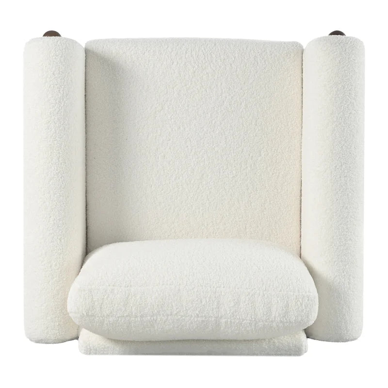 White Teddy Velvet Accent Chair, Single Seat