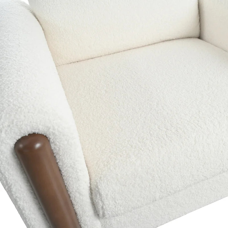 White Teddy Velvet Accent Chair, Single Seat
