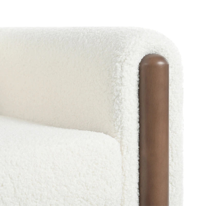 White Teddy Velvet Accent Chair, Single Seat
