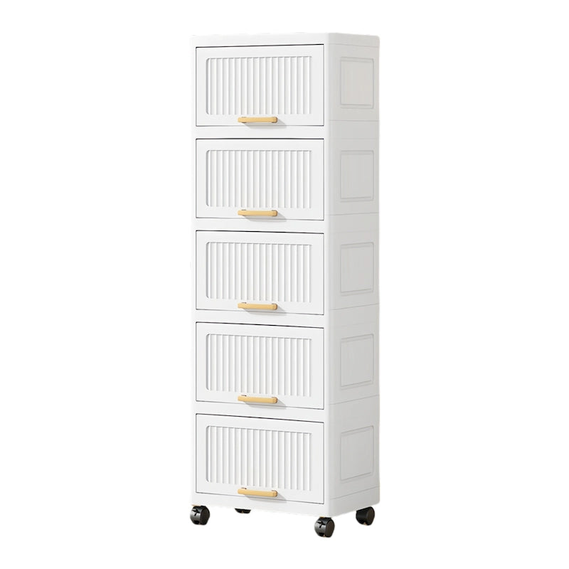 White Flip-Lid Storage Box with Wheels – 4/5/6 Layers, 1 Person