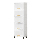 White Flip-Lid Storage Box with Wheels – 4/5/6 Layers, 1 Person