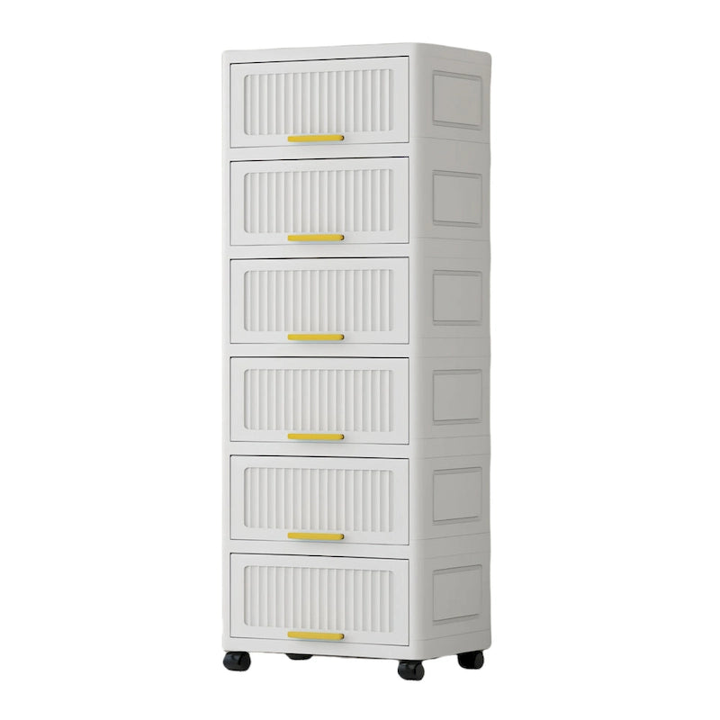 White Flip-Lid Storage Box with Wheels – 4/5/6 Layers, 1 Person