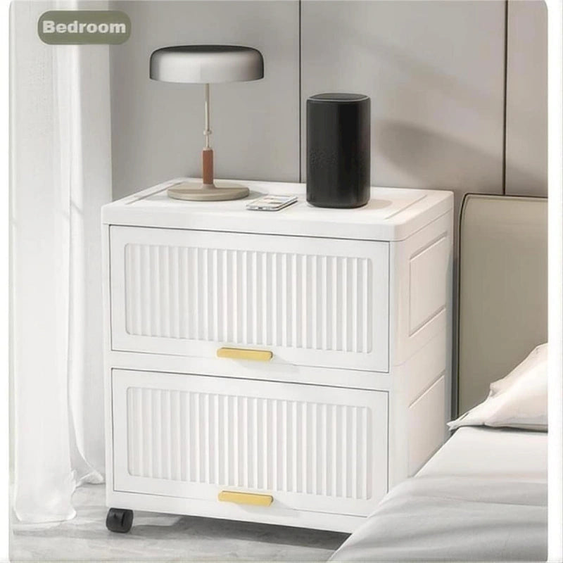 White Flip-Lid Storage Box with Wheels – 4/5/6 Layers, 1 Person