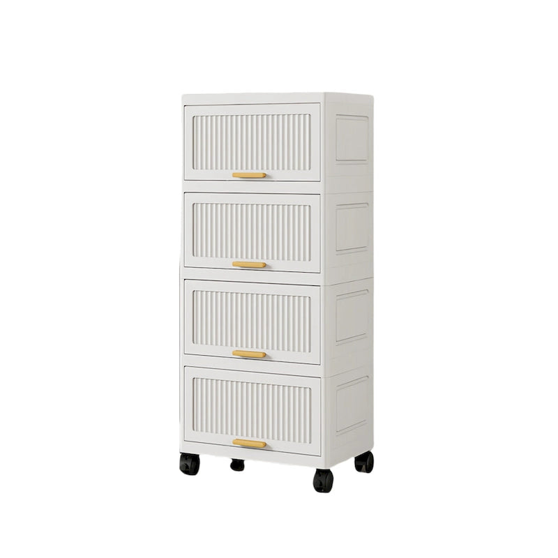White Flip-Lid Storage Box with Wheels – 4/5/6 Layers, 1 Person