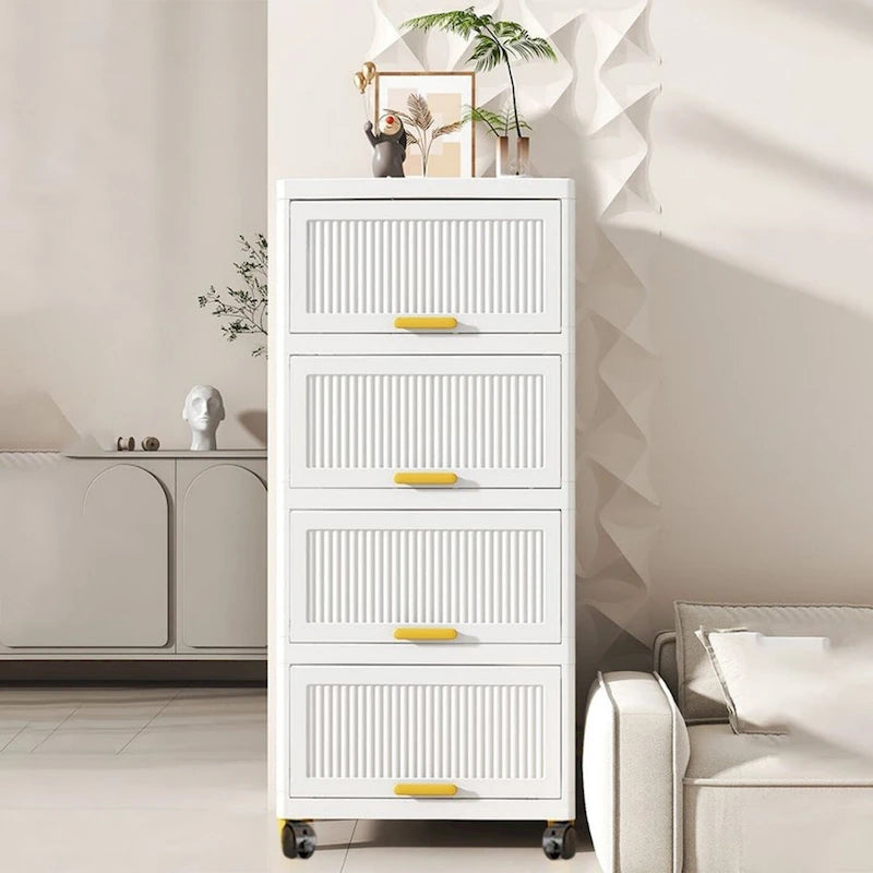 White Flip-Lid Storage Box with Wheels – 4/5/6 Layers, 1 Person