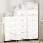 White Flip-Lid Storage Box with Wheels – 4/5/6 Layers, 1 Person