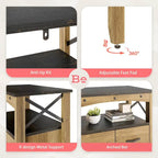 Brown Rustic Storage Cabinet w/ 2 Shelves & 5 Drawers
