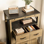 Brown Rustic Storage Cabinet w/ 2 Shelves & 5 Drawers