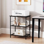 Black 3-Tier Rolling Kitchen Cart, Mesh Shelves with Hooks