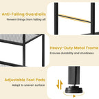 Black 3-Tier Rolling Kitchen Cart, Mesh Shelves with Hooks