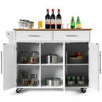 Costway Kitchen Island Trolley Cart Wood Top Rolling Storage Cabinet