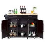 Costway Kitchen Island Trolley Cart Wood Top Rolling Storage Cabinet