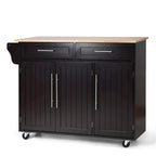 Costway Kitchen Island Trolley Cart Wood Top Rolling Storage Cabinet