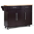 Costway Kitchen Island Trolley Cart Wood Top Rolling Storage Cabinet