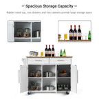 Costway Kitchen Island Trolley Cart Wood Top Rolling Storage Cabinet