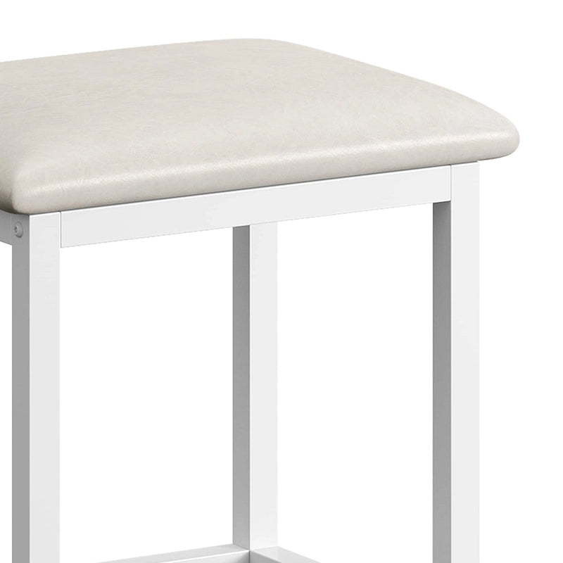White Rolling Kitchen Island with Flip-Top, Trash Can Storage & 2 Bar Stools