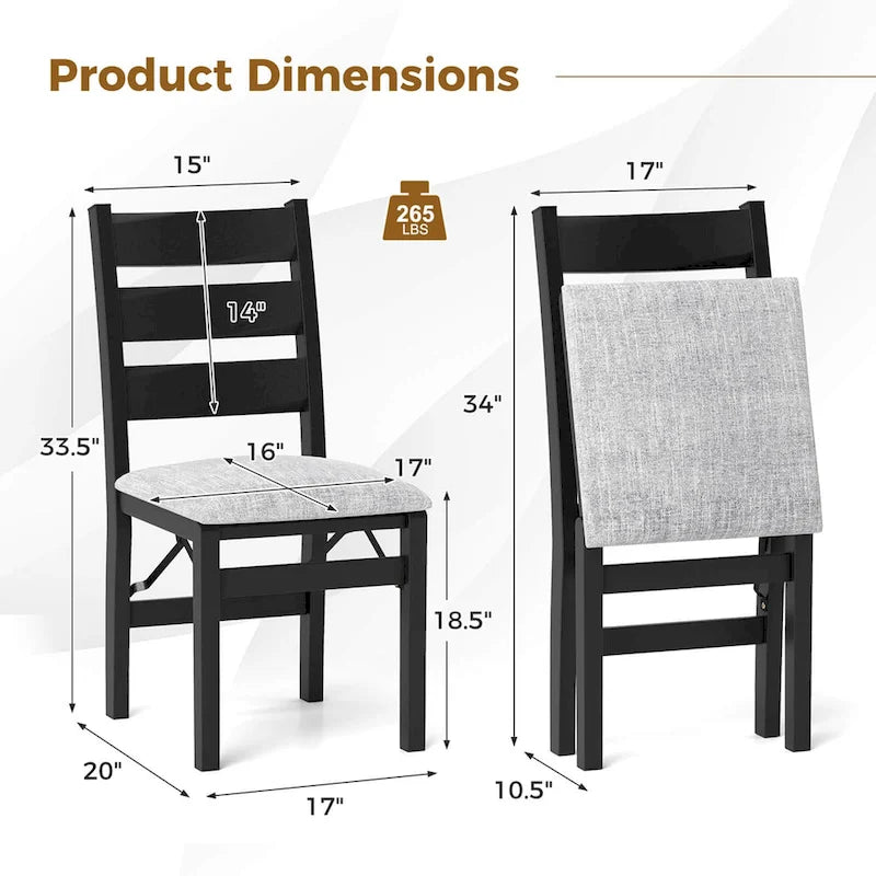 Costway Folding Chairs Set of 2/4 Modern Upholstered Chairs with Comfy
