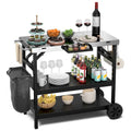 Black 3-Shelf Serving Cart, Outdoor/Indoor, 1-Person Use