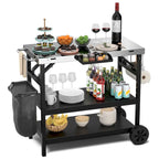 Black 3-Shelf Serving Cart, Outdoor/Indoor, 1-Person Use