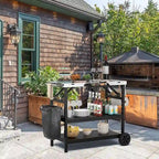Black 3-Shelf Serving Cart, Outdoor/Indoor, 1-Person Use