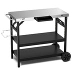 Black 3-Shelf Serving Cart, Outdoor/Indoor, 1-Person Use