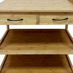 Walter Kitchen Bar Cart, 2 Drawers, 2 Shelves, Brown Bamboo, Rolling Wheels