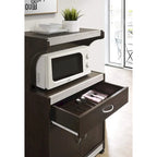 Brown/Grey Wheeled Microwave Cart with Drawer & Cabinet