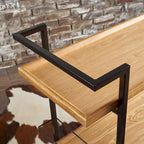 Natural / Walnut Rolling Bar Cart with Wine Storage & Lockable Casters