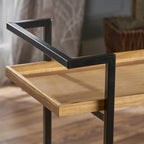 Natural / Walnut Rolling Bar Cart with Wine Storage & Lockable Casters