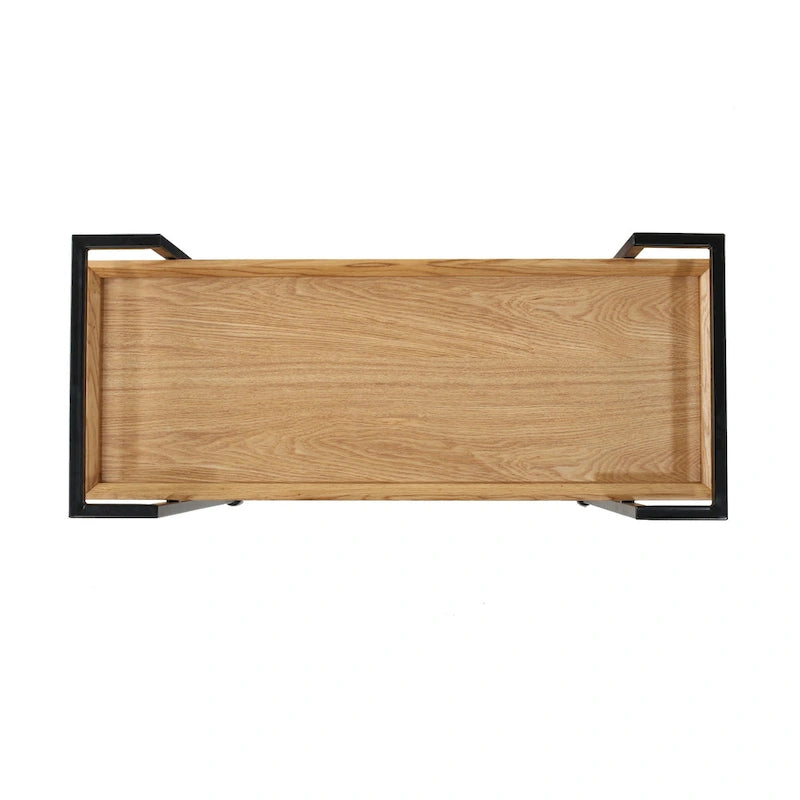 Natural / Walnut Rolling Bar Cart with Wine Storage & Lockable Casters