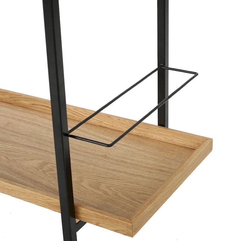 Natural / Walnut Rolling Bar Cart with Wine Storage & Lockable Casters