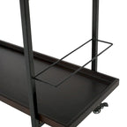 Natural / Walnut Rolling Bar Cart with Wine Storage & Lockable Casters