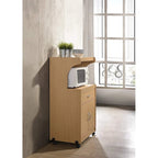 Brown Microwave Cart with Drawer, Cabinet & Locking Wheels – 1 Person