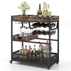 Brown 3-Tier Kitchen Bar Cart for 1 Person