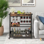 Brown 3-Tier Kitchen Bar Cart for 1 Person