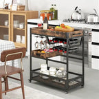 Brown 3-Tier Kitchen Bar Cart for 1 Person