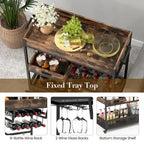 Brown 3-Tier Kitchen Bar Cart for 1 Person