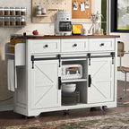 Black Farmhouse Kitchen Island with Storage & Power Outlet, 1-Person