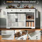 Black Farmhouse Kitchen Island with Storage & Power Outlet, 1-Person