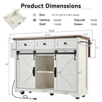 Black Farmhouse Kitchen Island with Storage & Power Outlet, 1-Person