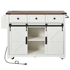 Black Farmhouse Kitchen Island with Storage & Power Outlet, 1-Person