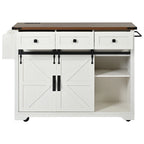 Black Farmhouse Kitchen Island with Storage & Power Outlet, 1-Person