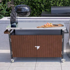 Black & Silver 1-Person Outdoor Grill Cart with Stainless Steel Top