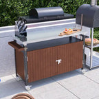 Black & Silver 1-Person Outdoor Grill Cart with Stainless Steel Top