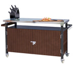 Black & Silver 1-Person Outdoor Grill Cart with Stainless Steel Top