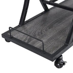 Black Industrial Bar Cart with Wheels, 3-Tier, 11-Bottle & 16-Glass Rack, 1-Person Use